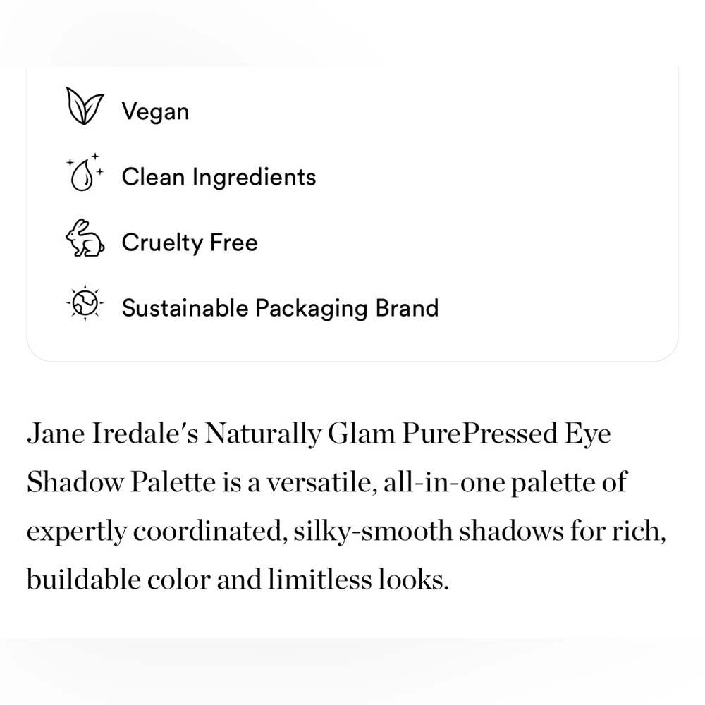 LAST 1! Jane Iredale Naturally Glam PurePressed Eyeshadow Palette NEW - Picture 6 of 9